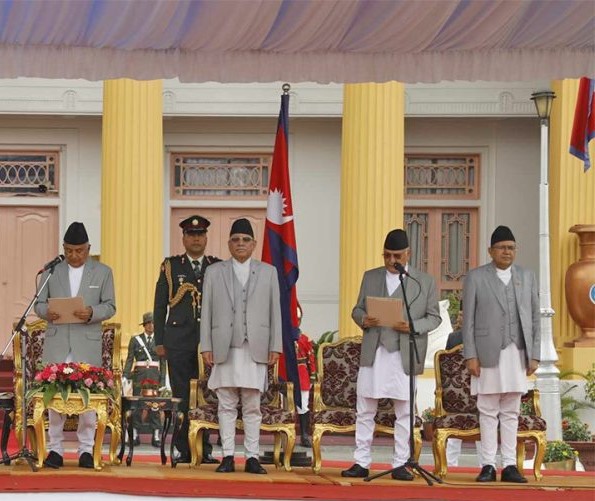 नवनियुक्त प्रधानमन्त्री ओलीद्वारा शपथ ग्रहण